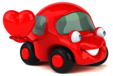 Komik araba holding kalp 