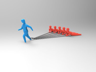 Bir grup insan çekerek yük adam