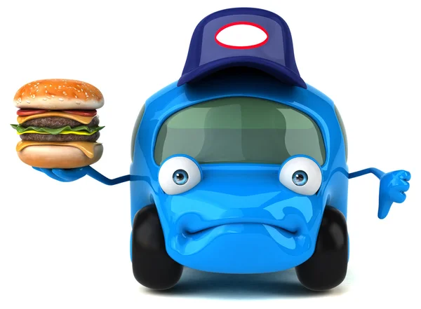 Funny car holding burger — Stock Photo, Image