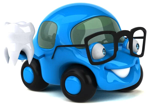 Смешной автомобиль держит зуб — стоковое фото