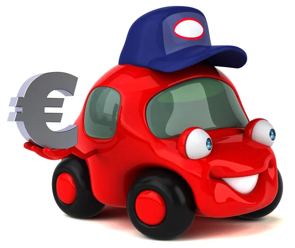 Coche divertido sosteniendo euro — Foto de Stock