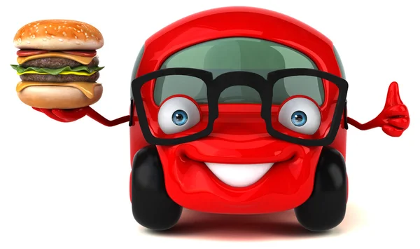 Funny car holding burger — Stock Photo, Image