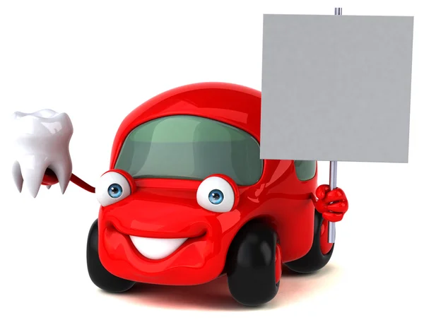 Funny car holding tooth — Stock Photo, Image