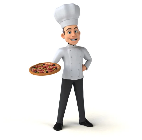 Шеф держит пиццу — стоковое фото