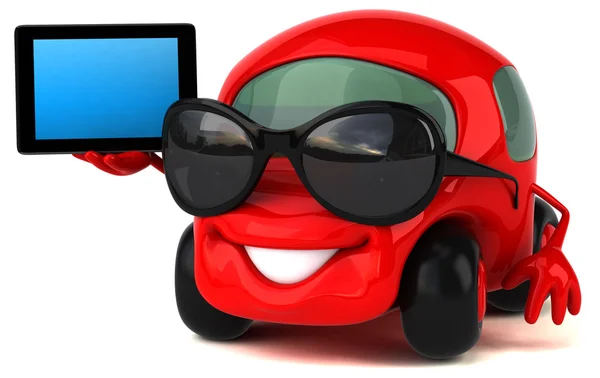 Divertente auto tenendo tablet — Foto Stock