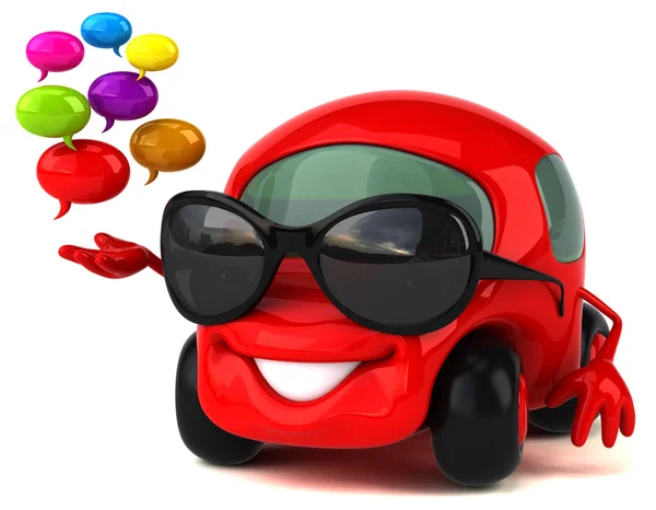 Fun car holding chat bubbles — Stock Photo, Image
