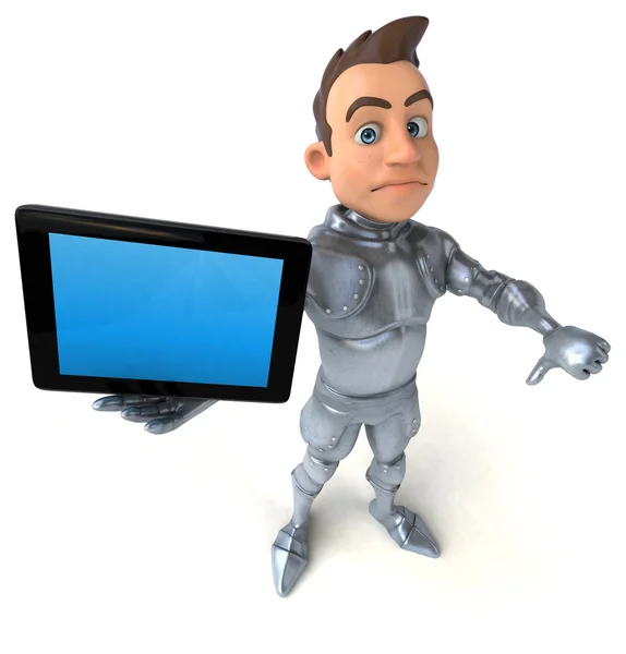 Knight holding tablet — Stock Photo, Image