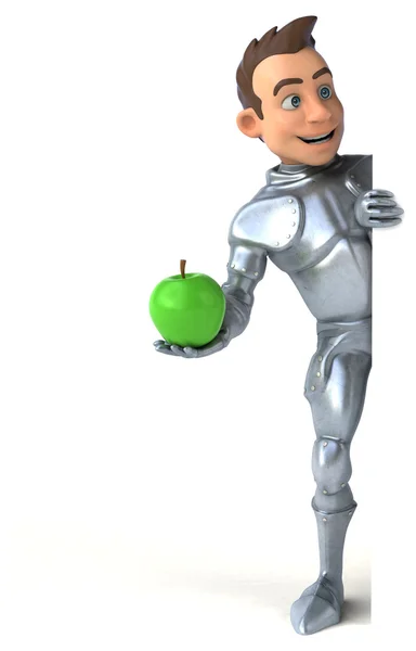 Knight holding apple — Stockfoto