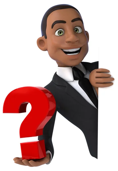 Businessman holding question mark — Stock Photo, Image