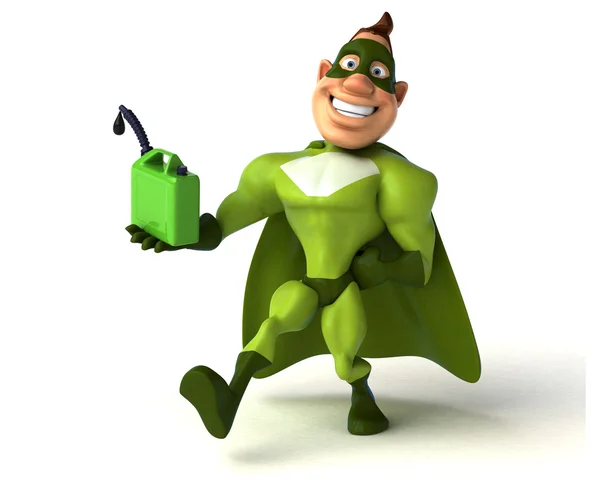 Funny  superhero holding oil — Stock Photo, Image