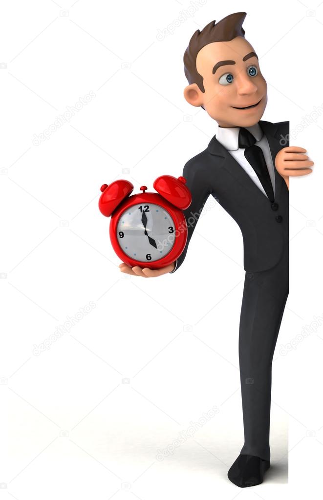 businessman holding clock 
