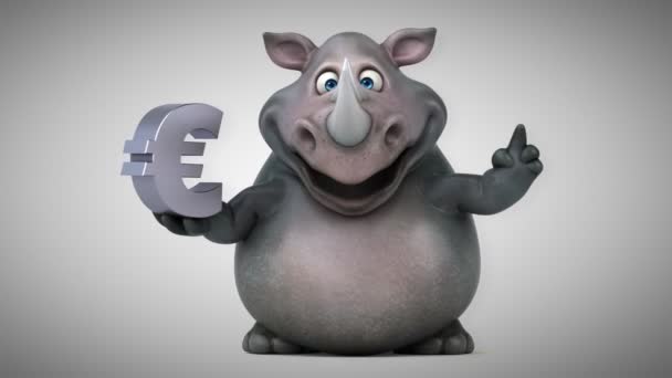 Neushoorn bedrijf euro — Stockvideo