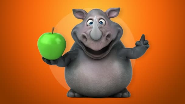 Neushoorn bedrijf apple — Stockvideo