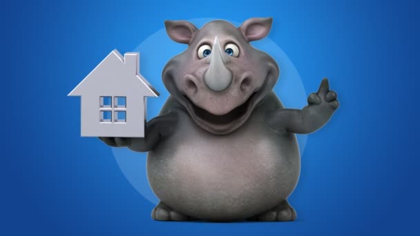 Rhinoceros holding house — Stock Video