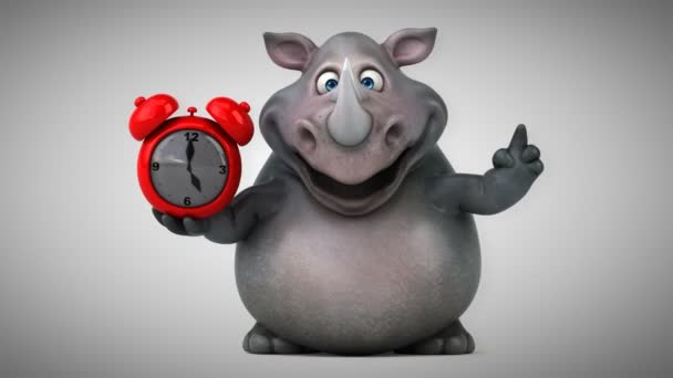Носорог держит часы — стоковое видео