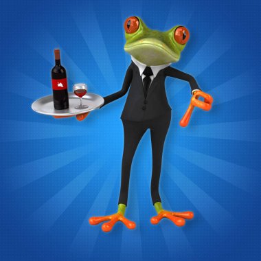 Kurbağa holding şarap 