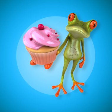  Kurbağa holding cupcake 
