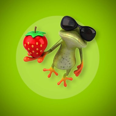  Kurbağa holding çilek 