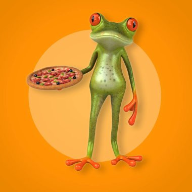  Kurbağa holding pizza 