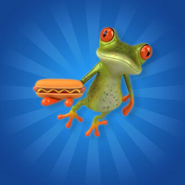  Kurbağa holding hotdog 