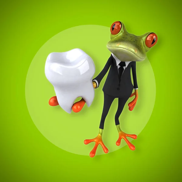 Frog holding  tooth — Stock Photo, Image