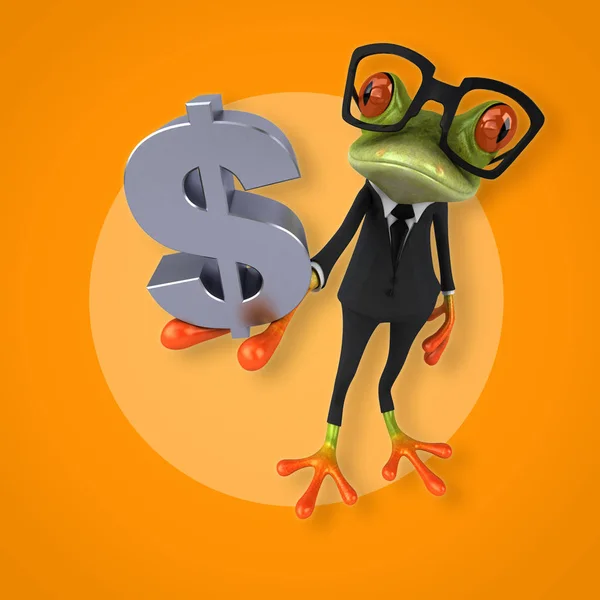 Frog holding  dollar — Stock Photo, Image
