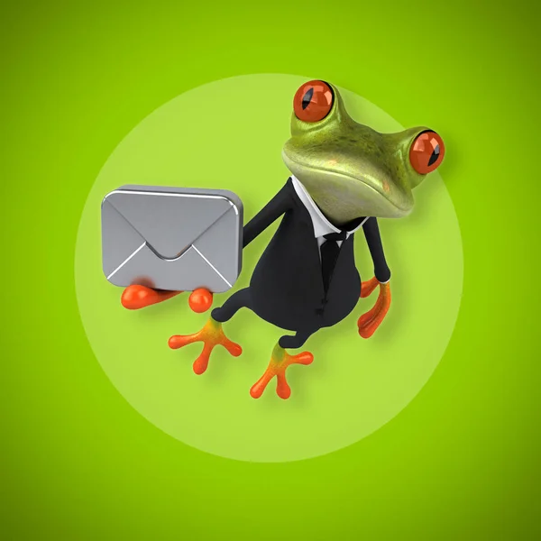 Frosch mit Umschlag — Stockfoto