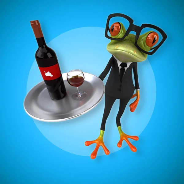 Frog innehav vin — Stockfoto