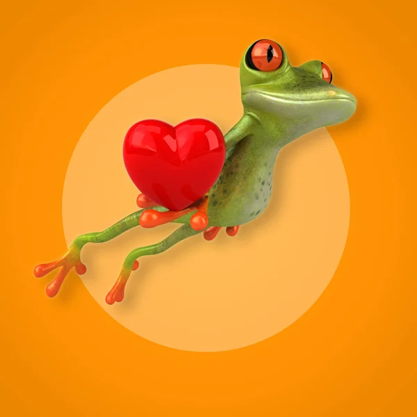 Frog holding  heart — Stock Photo, Image