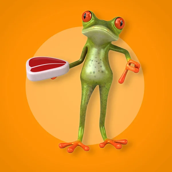 Frosch mit Fleisch — Stockfoto