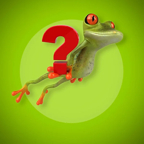 Frog innehav frågetecken — Stockfoto