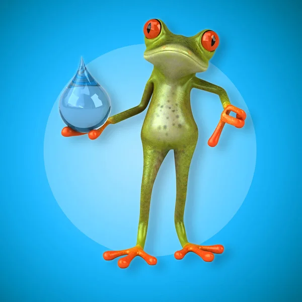 Frog innehav droppe — Stockfoto