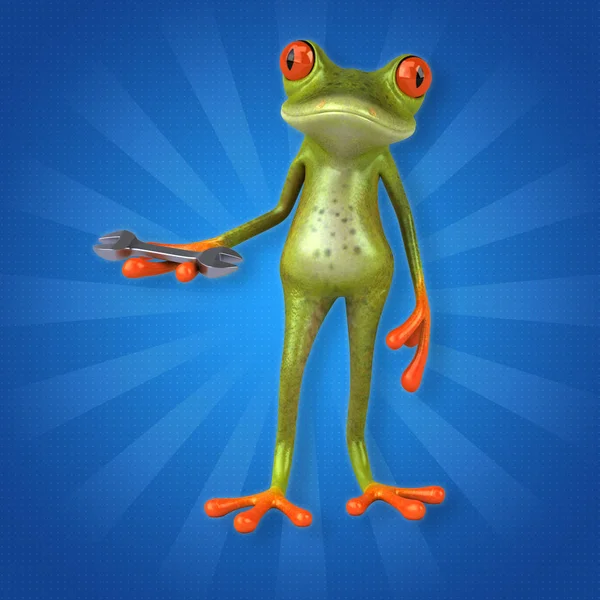 Frog holding wrench — Stock Photo, Image