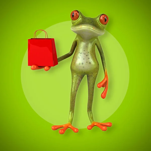 青蛙的抓着袋子 — 图库照片
