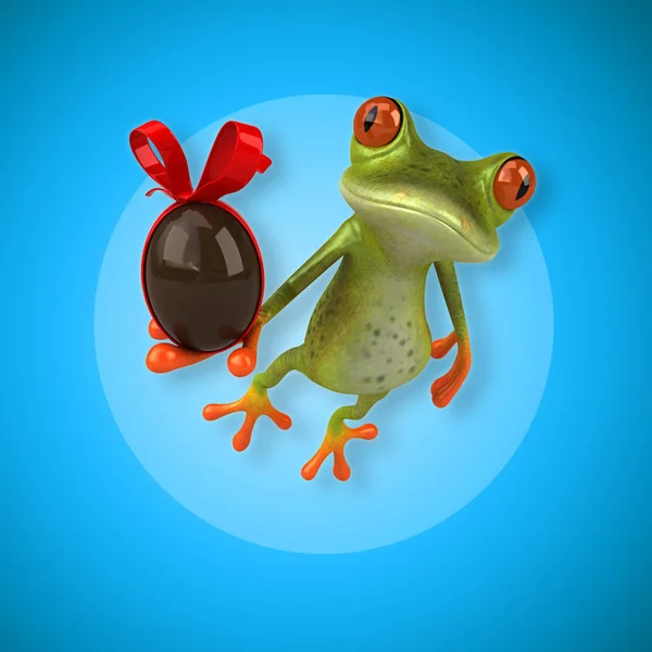 Frog holding gift — Stock Photo, Image