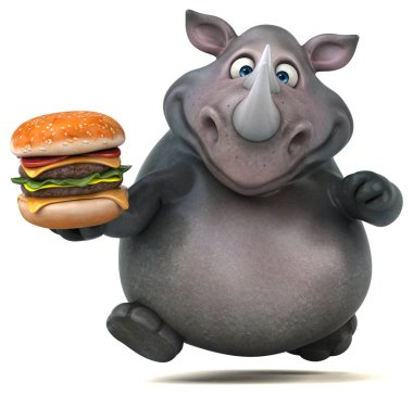 komik karikatür holding hamburger 