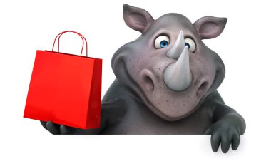 Komik karikatür holding çanta