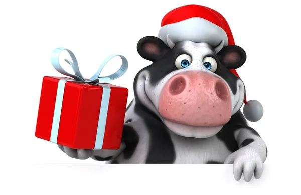 Funny cartoon holding gift — Stock Photo, Image