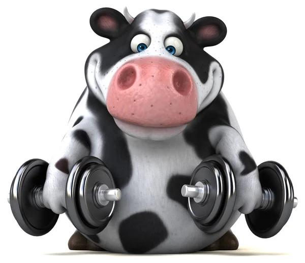 Funny cartoon holding weights — Stock Photo, Image