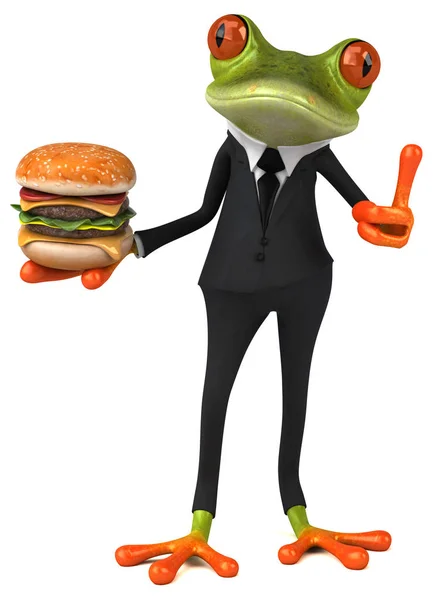 Grappige cartoon bedrijf hamburger — Stockfoto