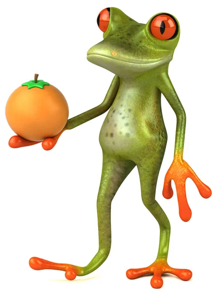 Смішний мультфільм, що тримає апельсин — стокове фото