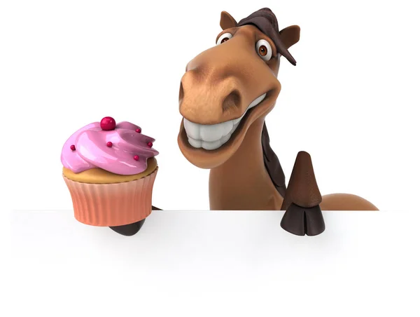 Rolig tecknad innehav cupcake — Stockfoto