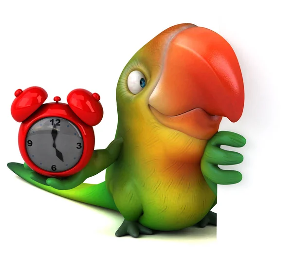 Funny cartoon holding clock — Stock Photo, Image