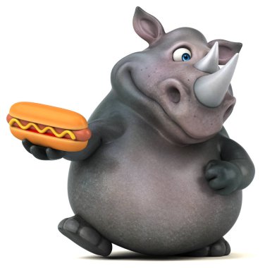 Komik karikatür holding hotdog