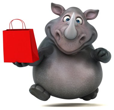 Komik karikatür holding çanta