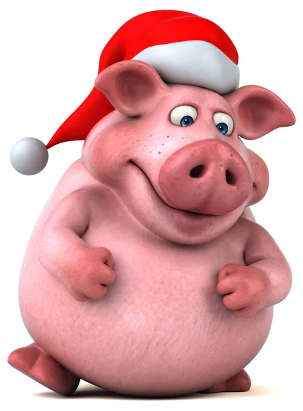 Porc portant le chapeau du Père Noël — Photo