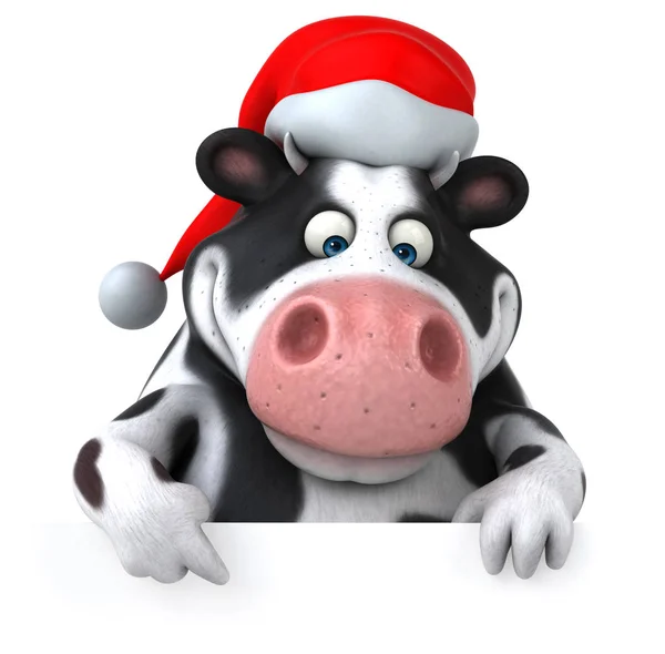 Vache portant le chapeau du Père Noël — Photo