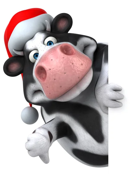 Vaca usando chapéu de Papai Noel — Fotografia de Stock