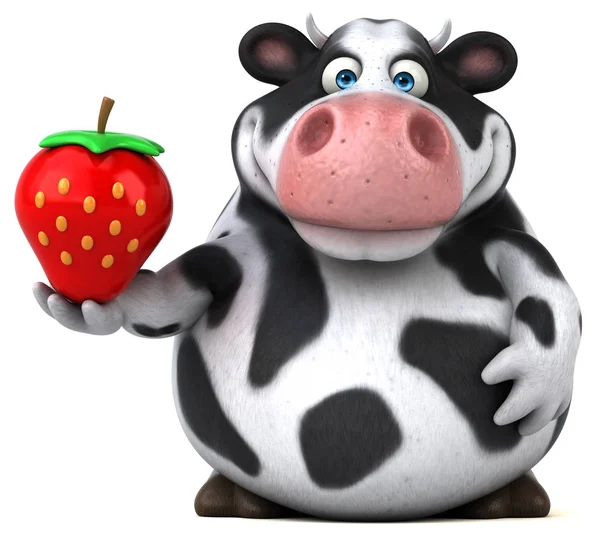 Funny cartoon holding strawberry — Stock Photo, Image