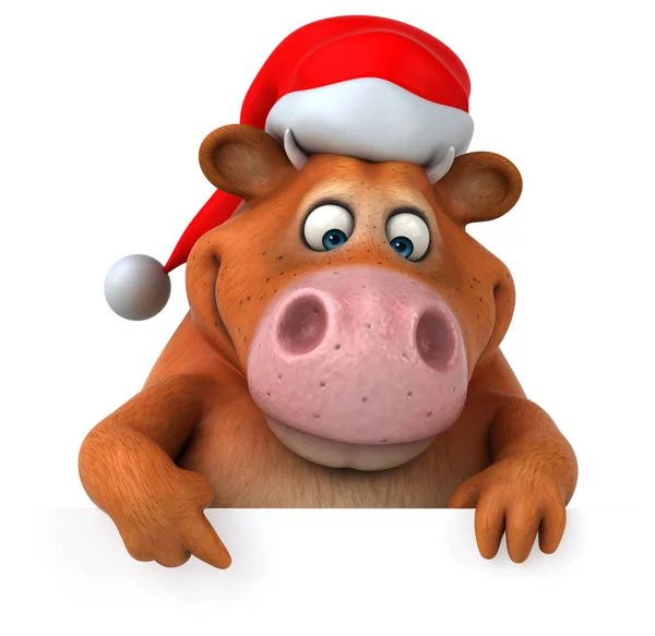 Cow wearing santa's hat — Stock Photo, Image